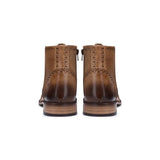Botas masculinas vintage em couro legítimo, estilo brogue, anos 1920, em camurça e tweed, com cadarço, elegantes e formais.
