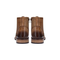 Botas masculinas vintage em couro legítimo, estilo brogue, anos 1920, em camurça e tweed, com cadarço, elegantes e formais.