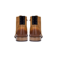 Botas masculinas vintage em couro legítimo, estilo brogue, anos 1920, em camurça e tweed, com cadarço, elegantes e formais.