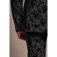 Georgi - Blazer masculino preto com estampa floral