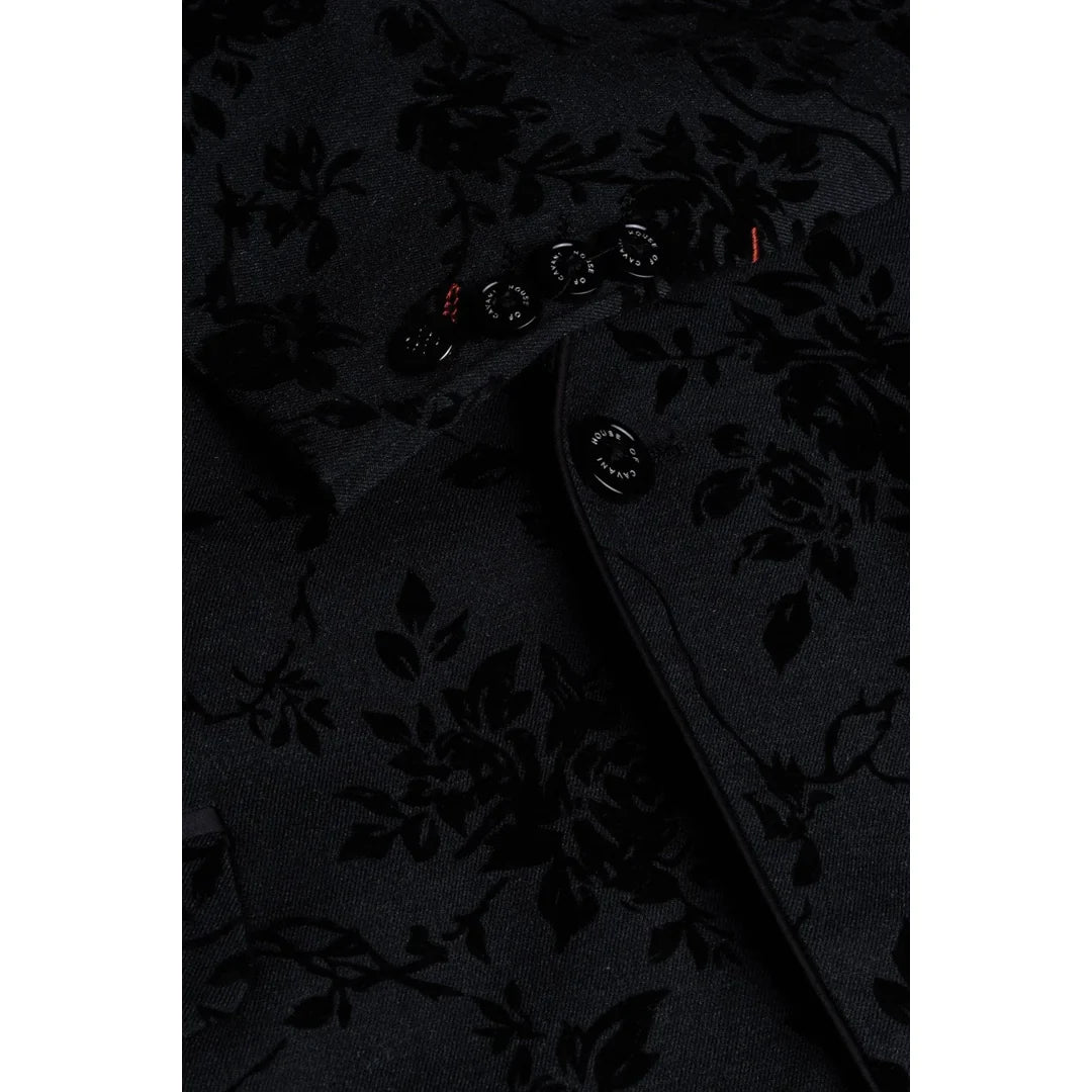 Georgi - Blazer masculino preto com estampa floral