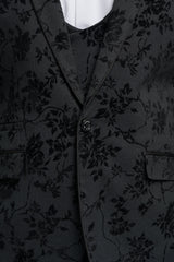 Terno masculino preto de veludo com estampa paisley, 3 peças
