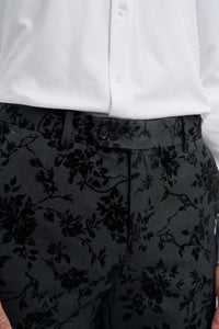 Terno masculino preto de veludo com estampa paisley, 3 peças