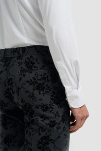 Terno masculino preto de veludo com estampa paisley, 3 peças