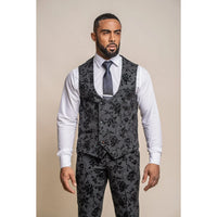 Georgi - Colete masculino preto com estampa floral