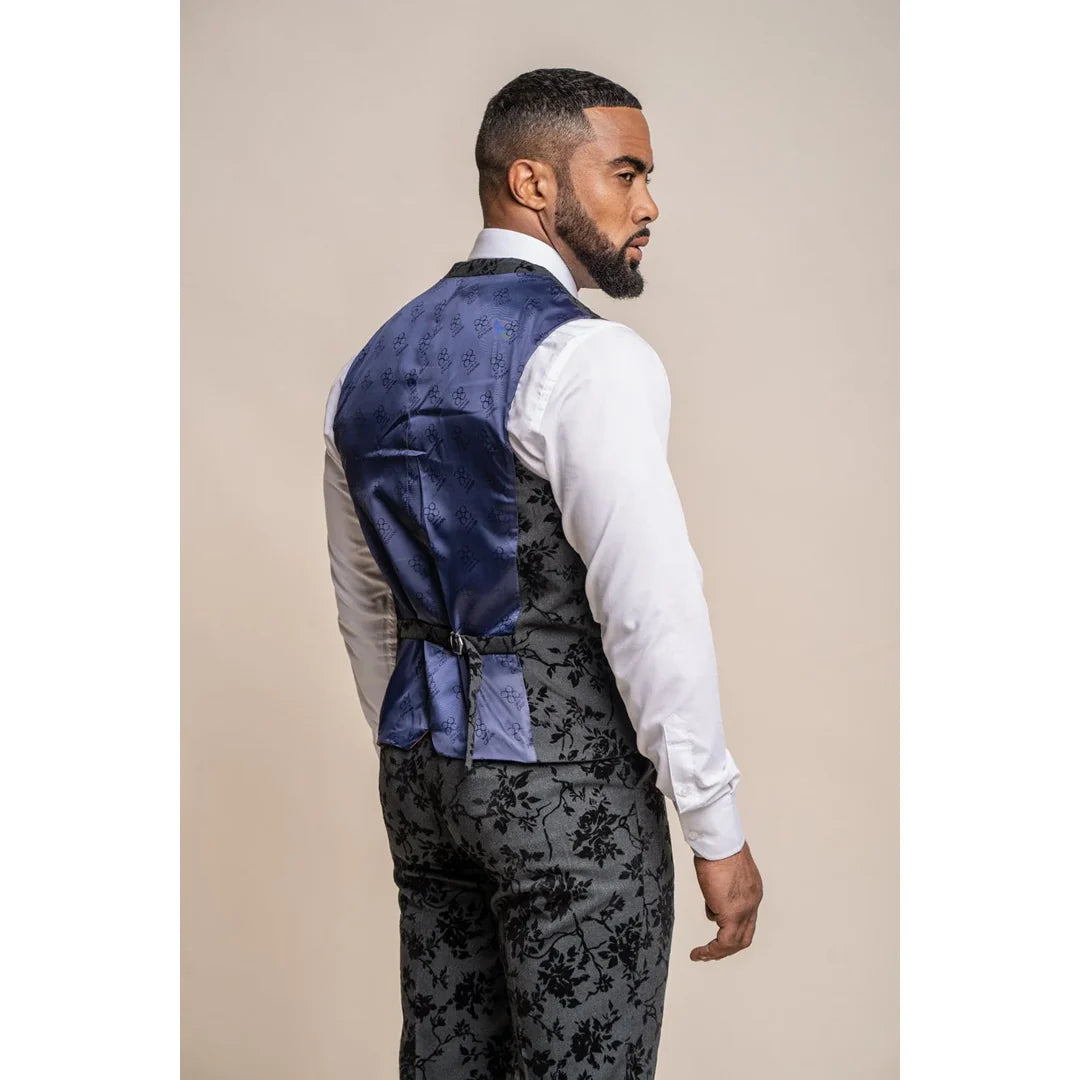 Georgi - Colete masculino preto com estampa floral