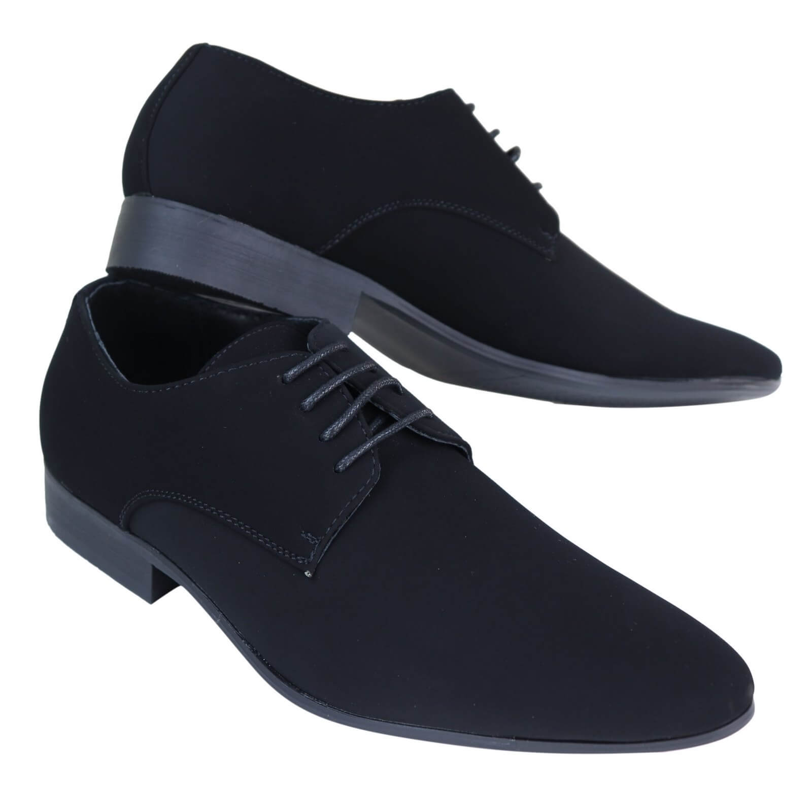 Sapatos masculinos pretos de camurça sintética e nobuck
