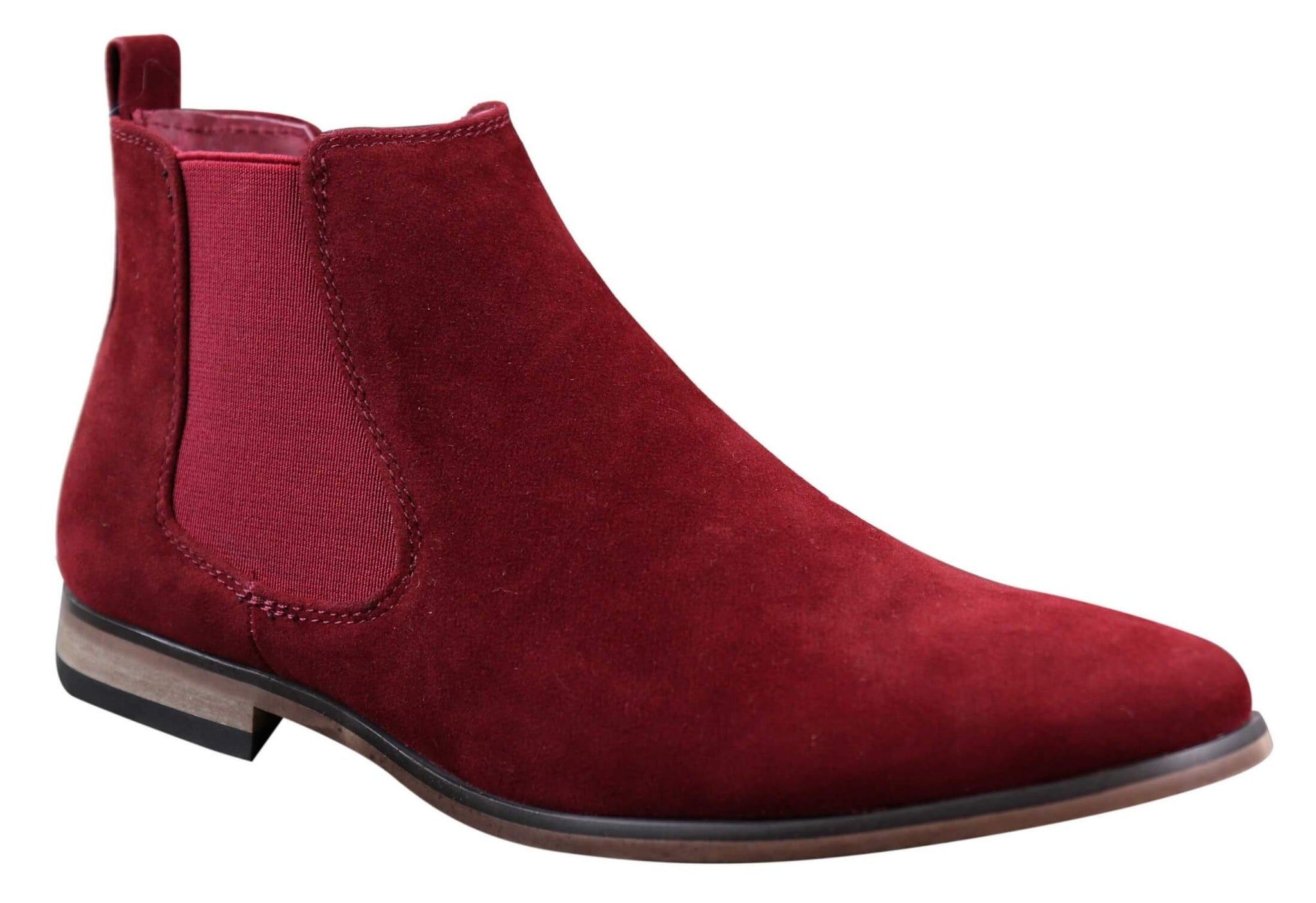 Botas Chelsea masculinas de camurça italiana, estilo slip-on, para um visual elegante e casual no deserto.