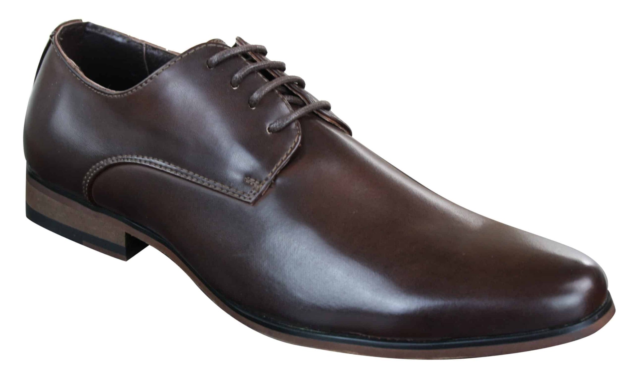 Galax GH3063 - Sapatos masculinos de couro marrom clássico retrô vintage com cadarço
