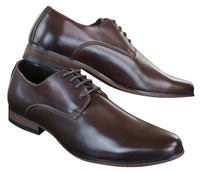 Galax GH3063 - Sapatos masculinos de couro marrom clássico retrô vintage com cadarço