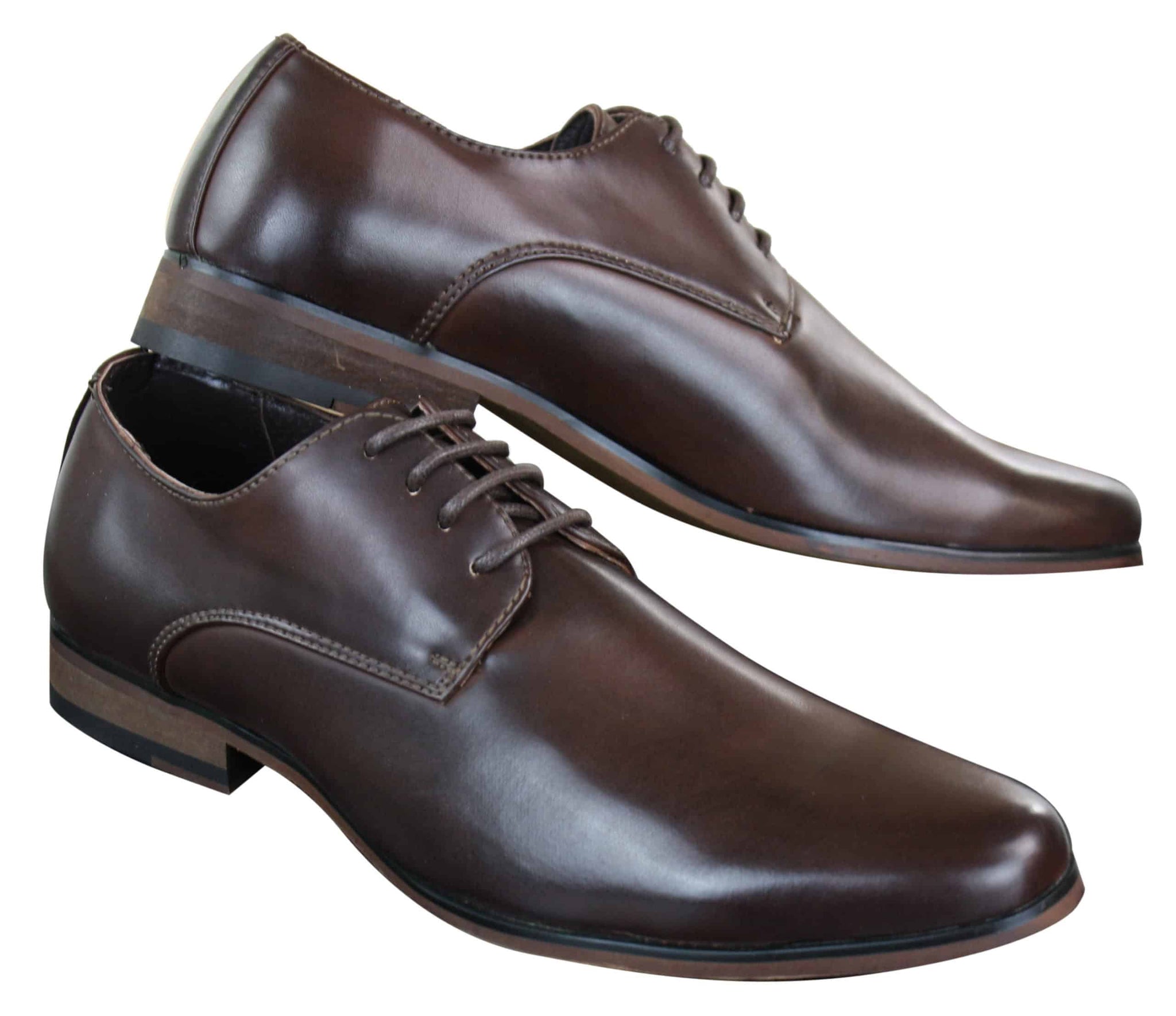 Galax GH3063 - Sapatos masculinos de couro marrom clássico retrô vintage com cadarço