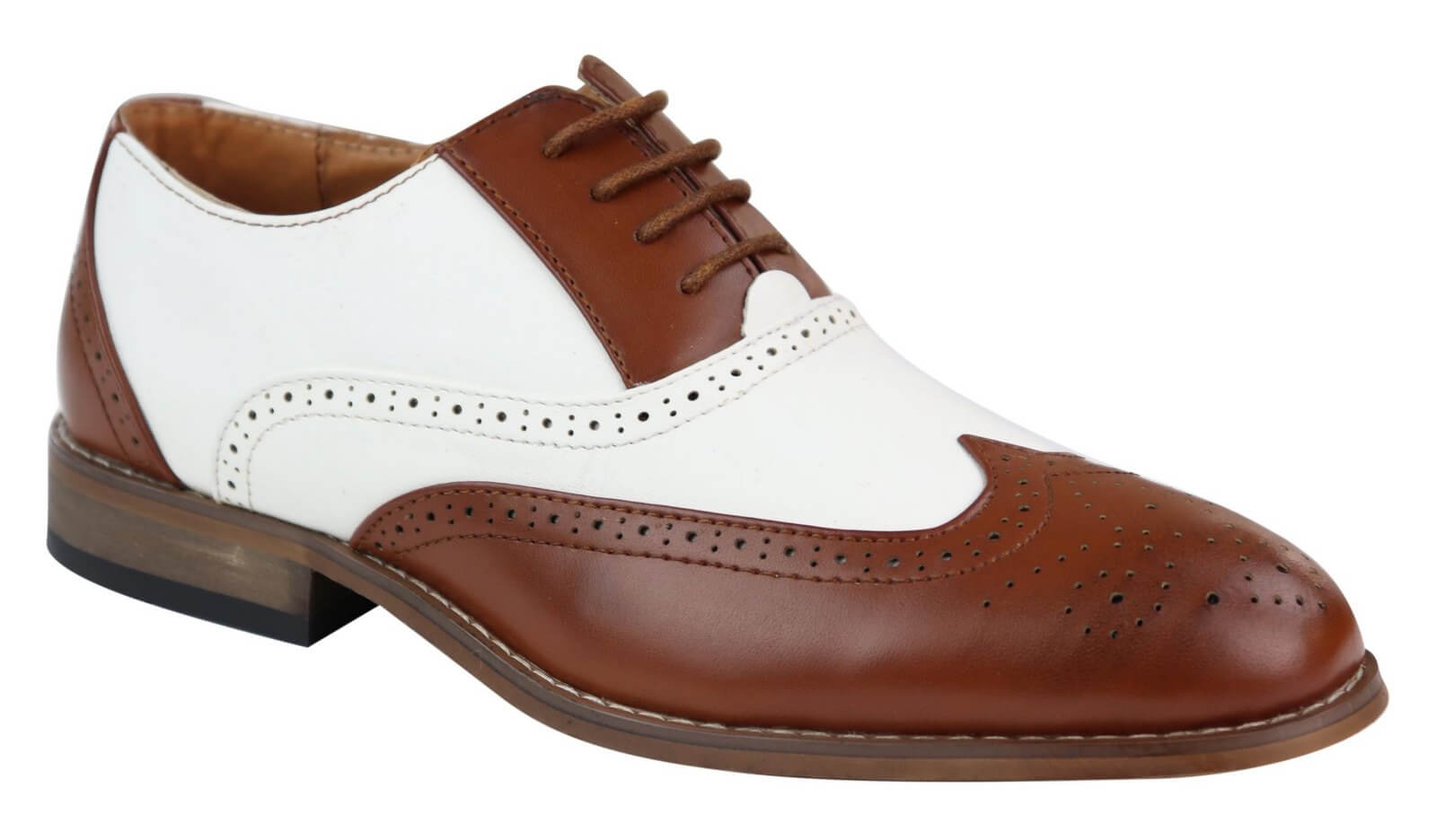 Sapatos Brogue Masculinos Marrons/Brancos
