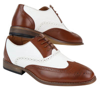 Sapatos Brogue Masculinos Marrons/Brancos