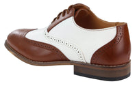 Sapatos Brogue Masculinos Marrons/Brancos