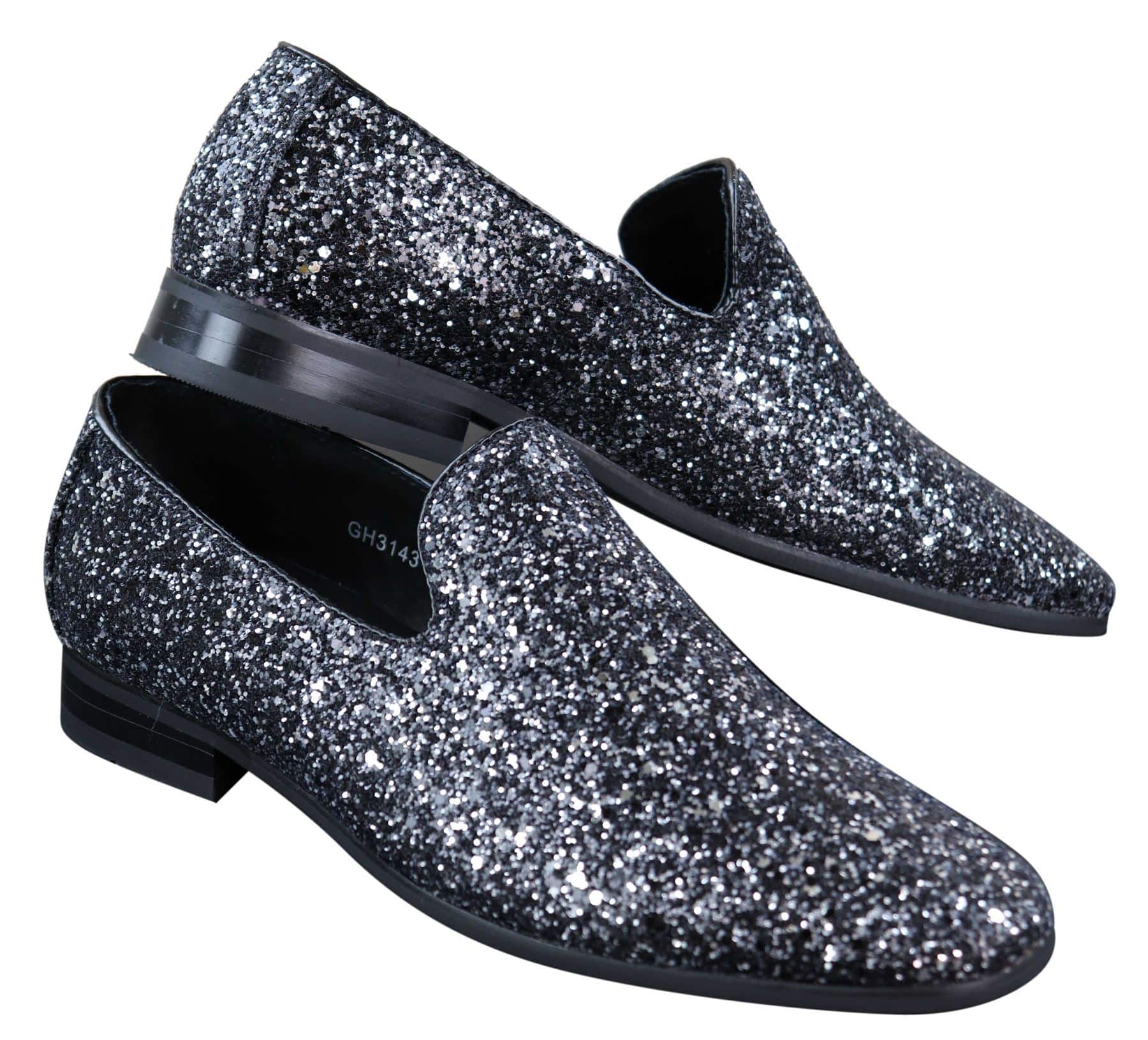 Sapatos de festa masculinos brilhantes com glitter