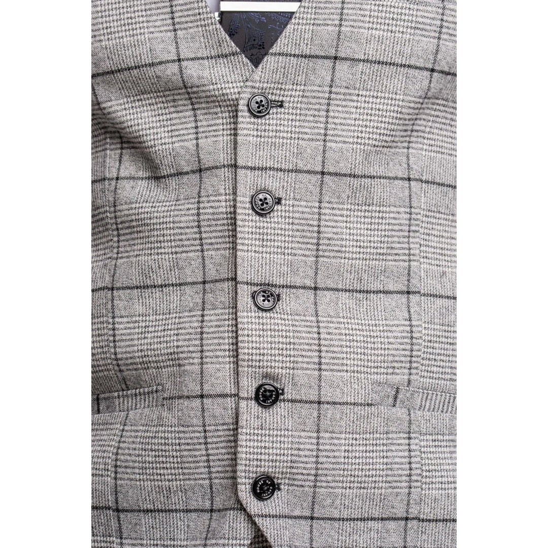Ghost - Colete masculino xadrez em tweed cinza