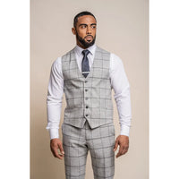 Ghost - Colete masculino xadrez em tweed cinza