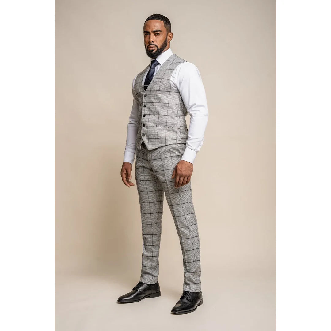 Ghost - Colete masculino xadrez em tweed cinza
