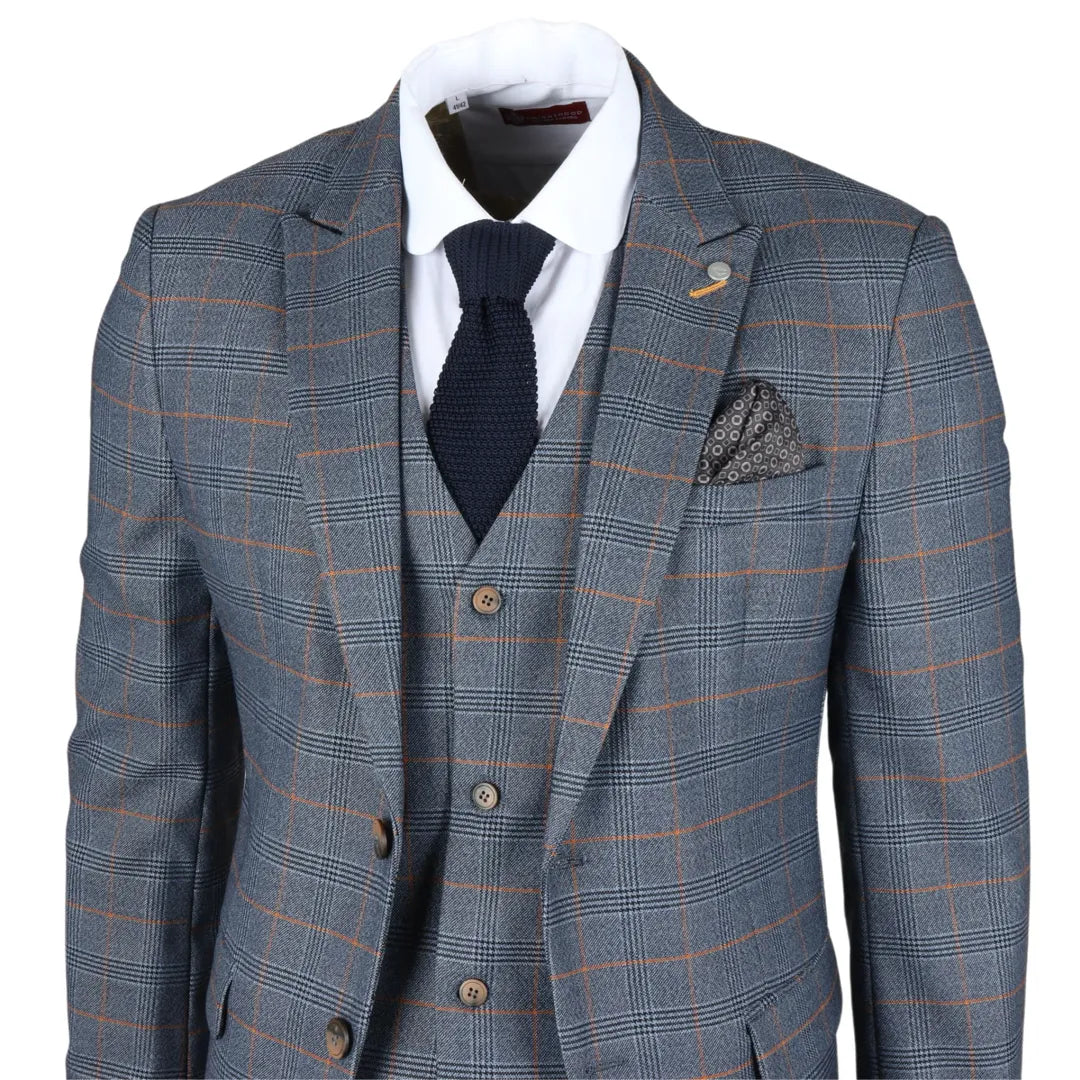 Gisborne - Blazer xadrez azul-marinho masculino
