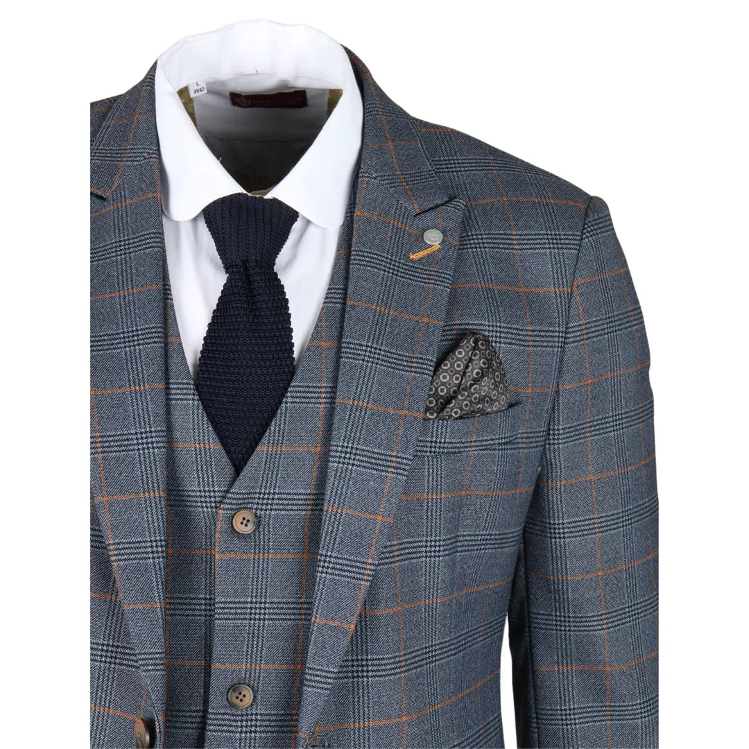Gisborne - Blazer xadrez azul-marinho masculino