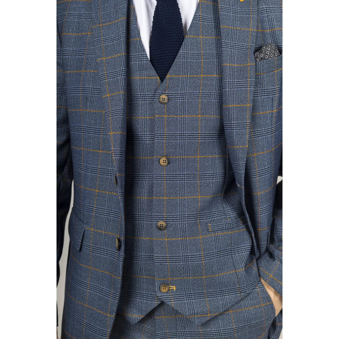 Gisborne - Blazer xadrez azul-marinho masculino