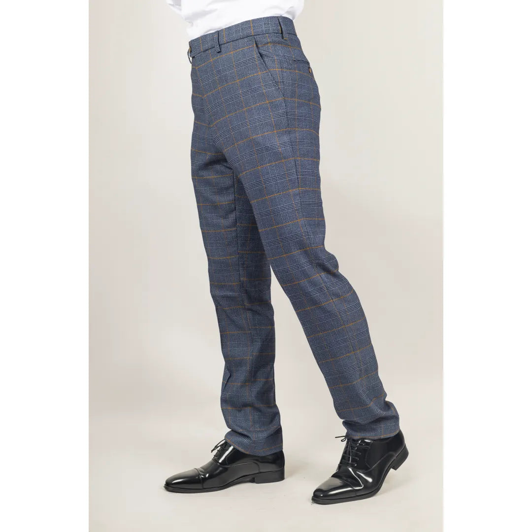 Gisborne - Calças xadrez azul-marinho para homem