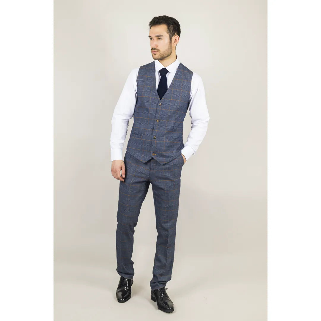 Gisborne - Colete masculino xadrez azul-marinho