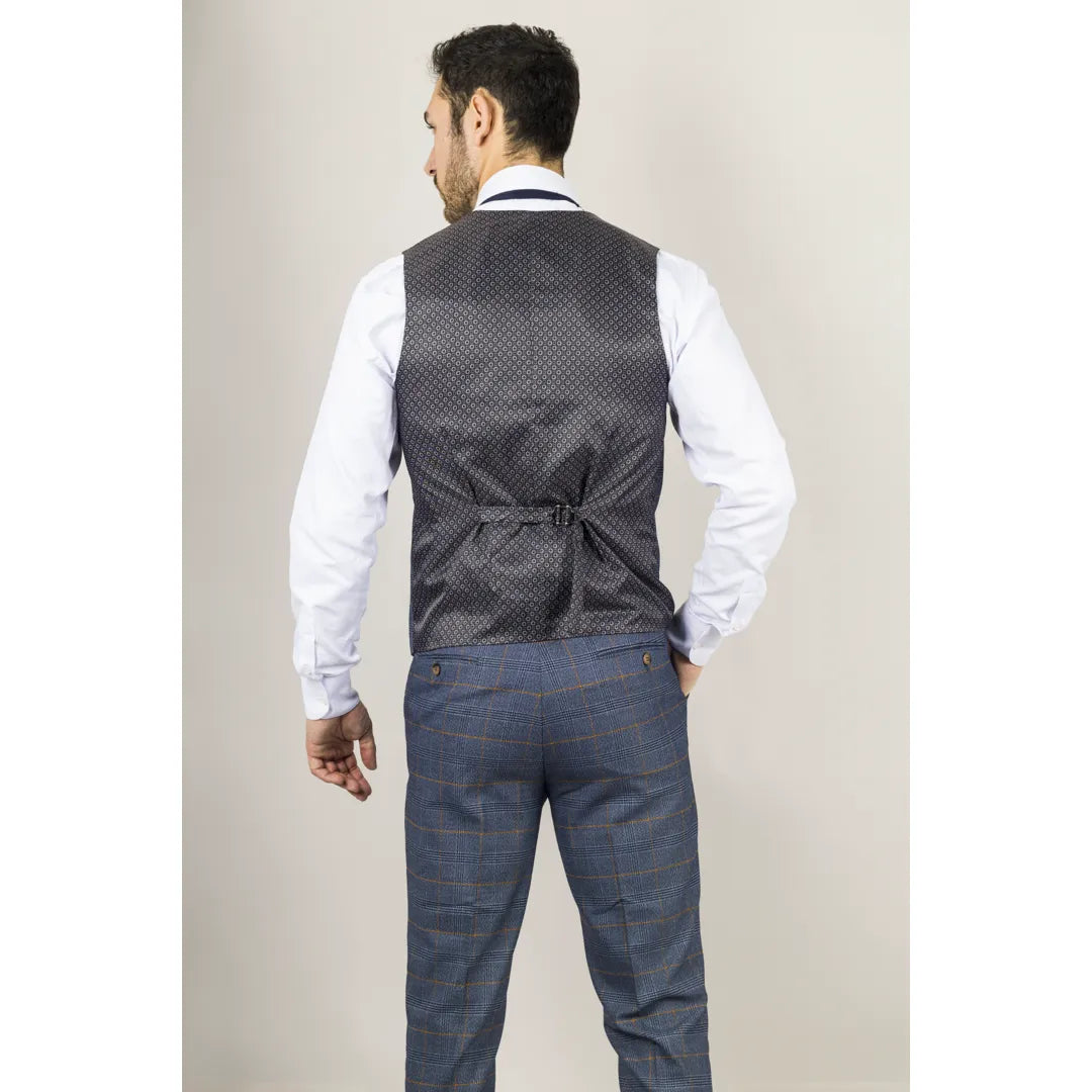 Gisborne - Colete masculino xadrez azul-marinho