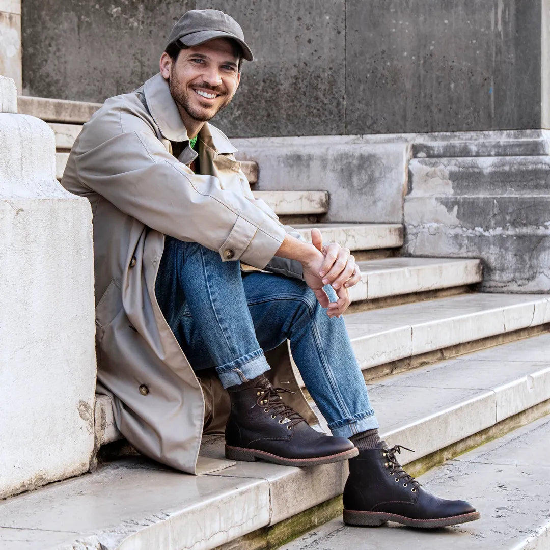 Glasgow GTX C2 - Botas de cano curto com cadarço em couro marrom para homem