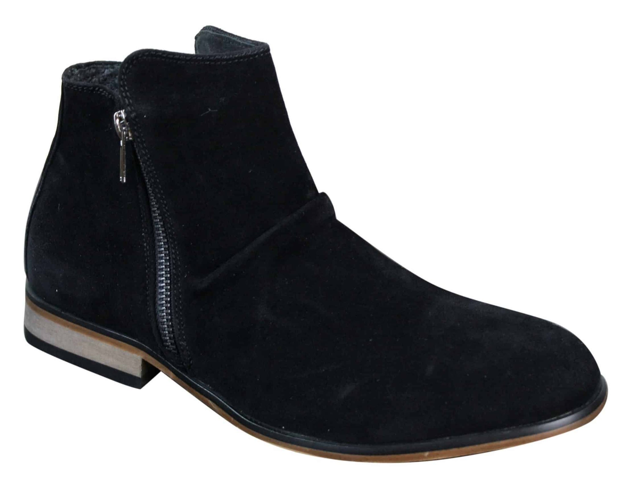 Botas Chelsea masculinas de camurça italiana, modelo slip-on com zíper, estilo casual elegante, para o deserto.