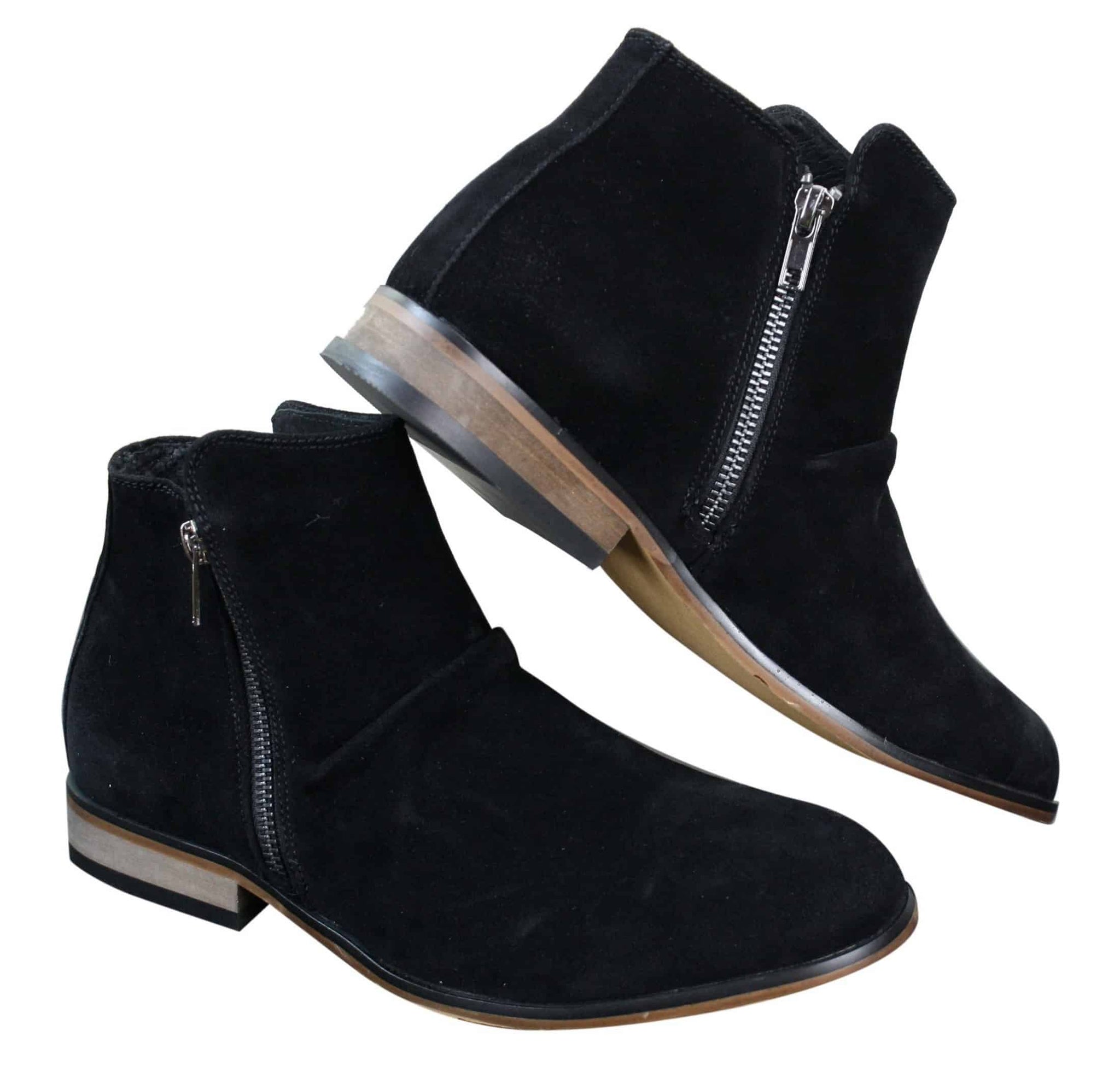 Botas Chelsea masculinas de camurça italiana, modelo slip-on com zíper, estilo casual elegante, para o deserto.