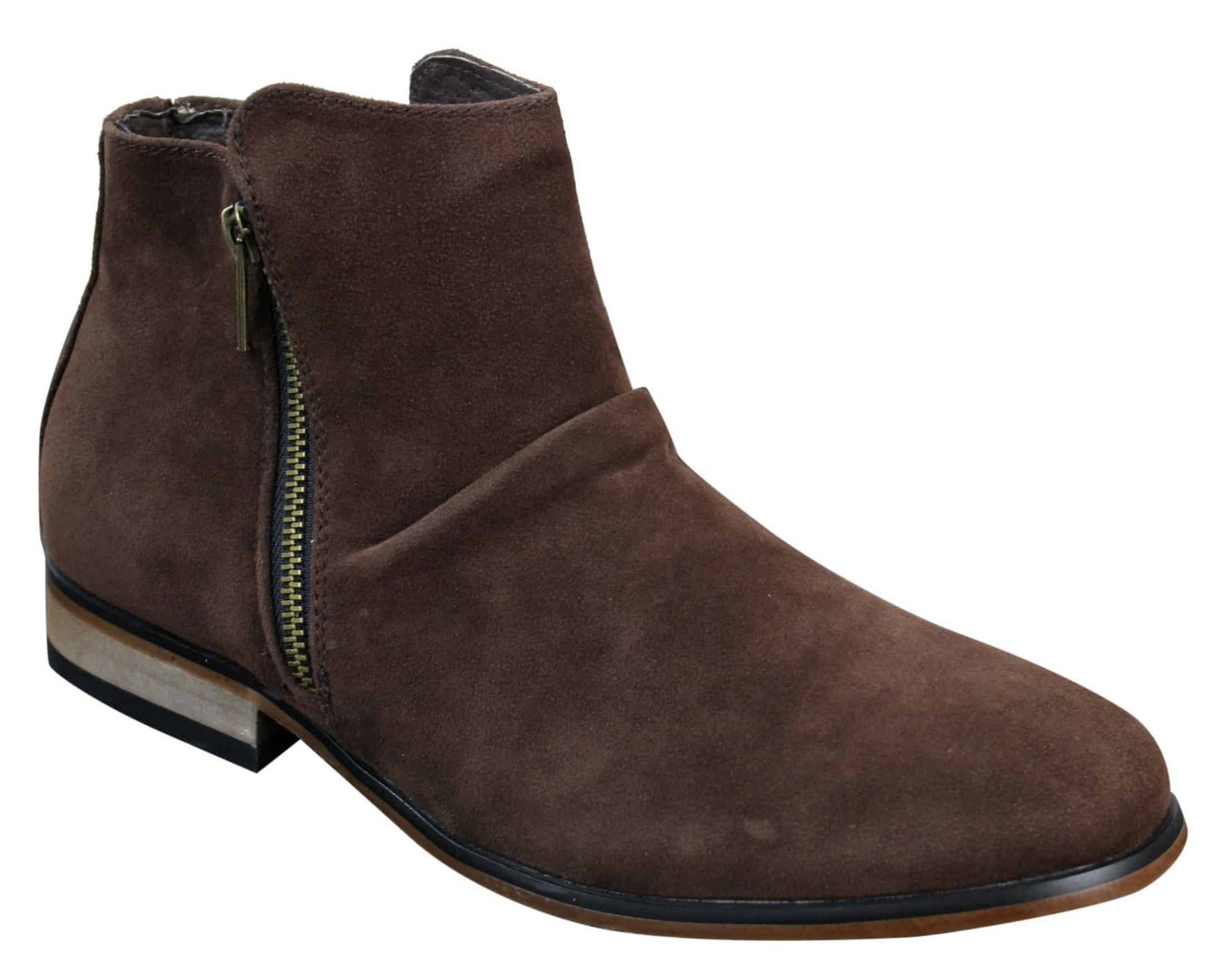 Botas Chelsea masculinas de camurça italiana, modelo slip-on com zíper, estilo casual elegante, para o deserto.