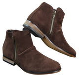 Botas Chelsea masculinas de camurça italiana, modelo slip-on com zíper, estilo casual elegante, para o deserto.