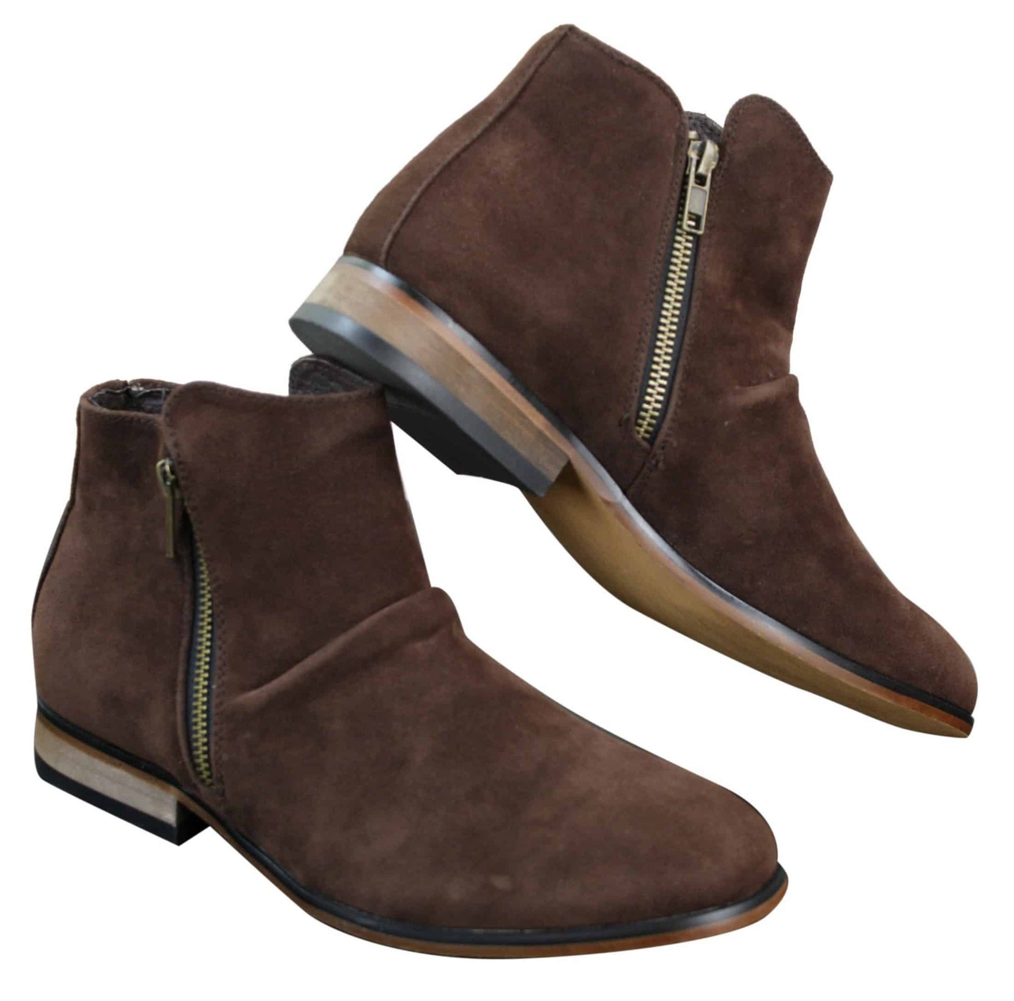 Botas Chelsea masculinas de camurça italiana, modelo slip-on com zíper, estilo casual elegante, para o deserto.