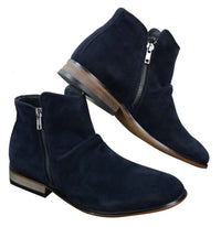 Botas Chelsea masculinas de camurça italiana, modelo slip-on com zíper, estilo casual elegante, para o deserto.