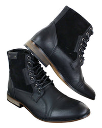 Botas Galax GLX3516 masculinas estilo retrô vintage urbano, cano curto, em couro camurça com cadarço, para um visual elegante e casual.
