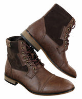 Botas Galax GLX3516 masculinas estilo retrô vintage urbano, cano curto, em couro camurça com cadarço, para um visual elegante e casual.