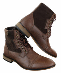 Botas Galax GLX3516 masculinas estilo retrô vintage urbano, cano curto, em couro camurça com cadarço, para um visual elegante e casual.