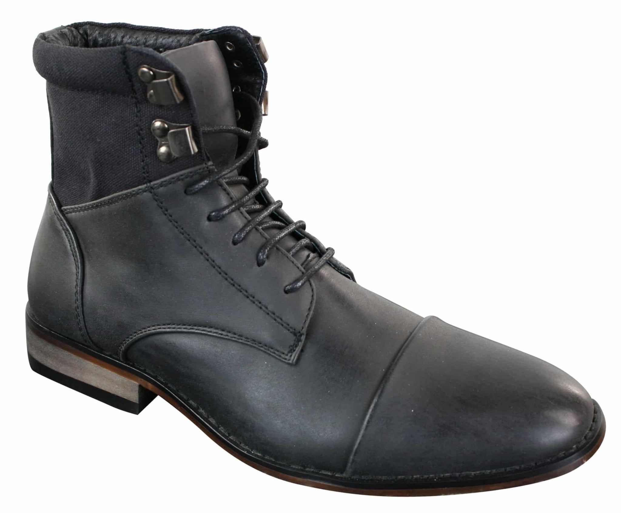 Botas de cano curto Galax GLX3517 masculinas, modelo vintage retrô, com cadarço, em couro.