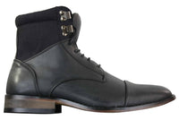 Botas de cano curto Galax GLX3517 masculinas, modelo vintage retrô, com cadarço, em couro.