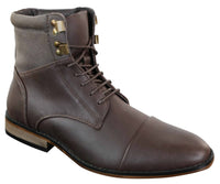 Botas de cano curto Galax GLX3517 masculinas, modelo vintage retrô, com cadarço, em couro.