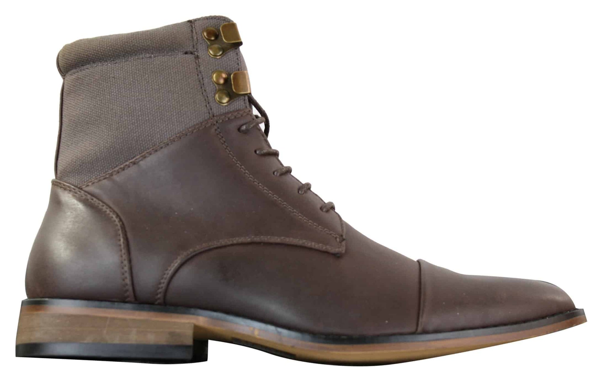 Botas de cano curto Galax GLX3517 masculinas, modelo vintage retrô, com cadarço, em couro.