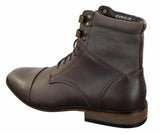 Botas de cano curto Galax GLX3517 masculinas, modelo vintage retrô, com cadarço, em couro.
