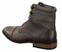 Botas de cano curto Galax GLX3517 masculinas, modelo vintage retrô, com cadarço, em couro.