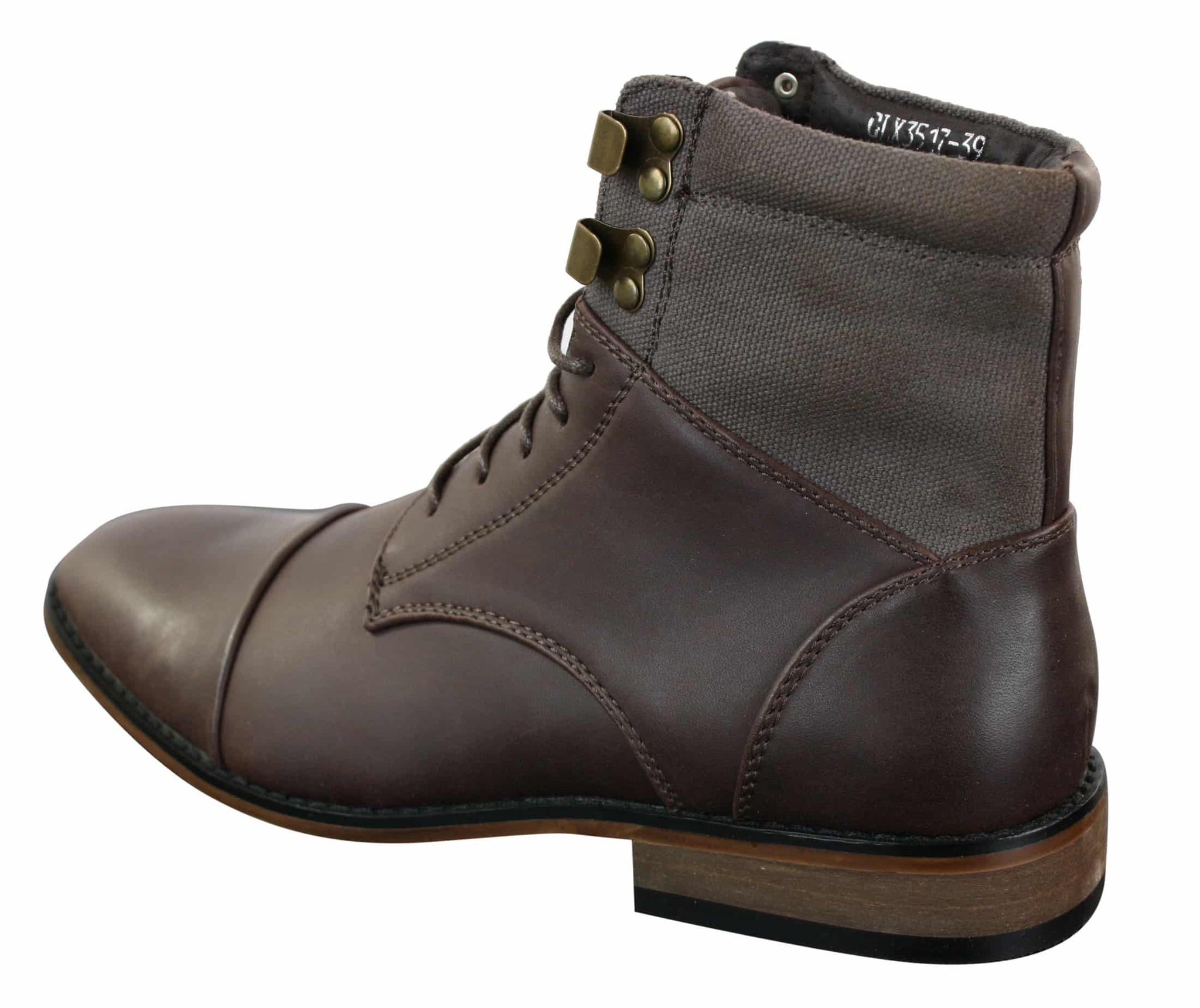 Botas de cano curto Galax GLX3517 masculinas, modelo vintage retrô, com cadarço, em couro.