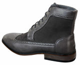 Botas Chelsea Brouge masculinas de cano curto em couro camurça italiana, elegantes e casuais, com cadarço e estilo retrô.