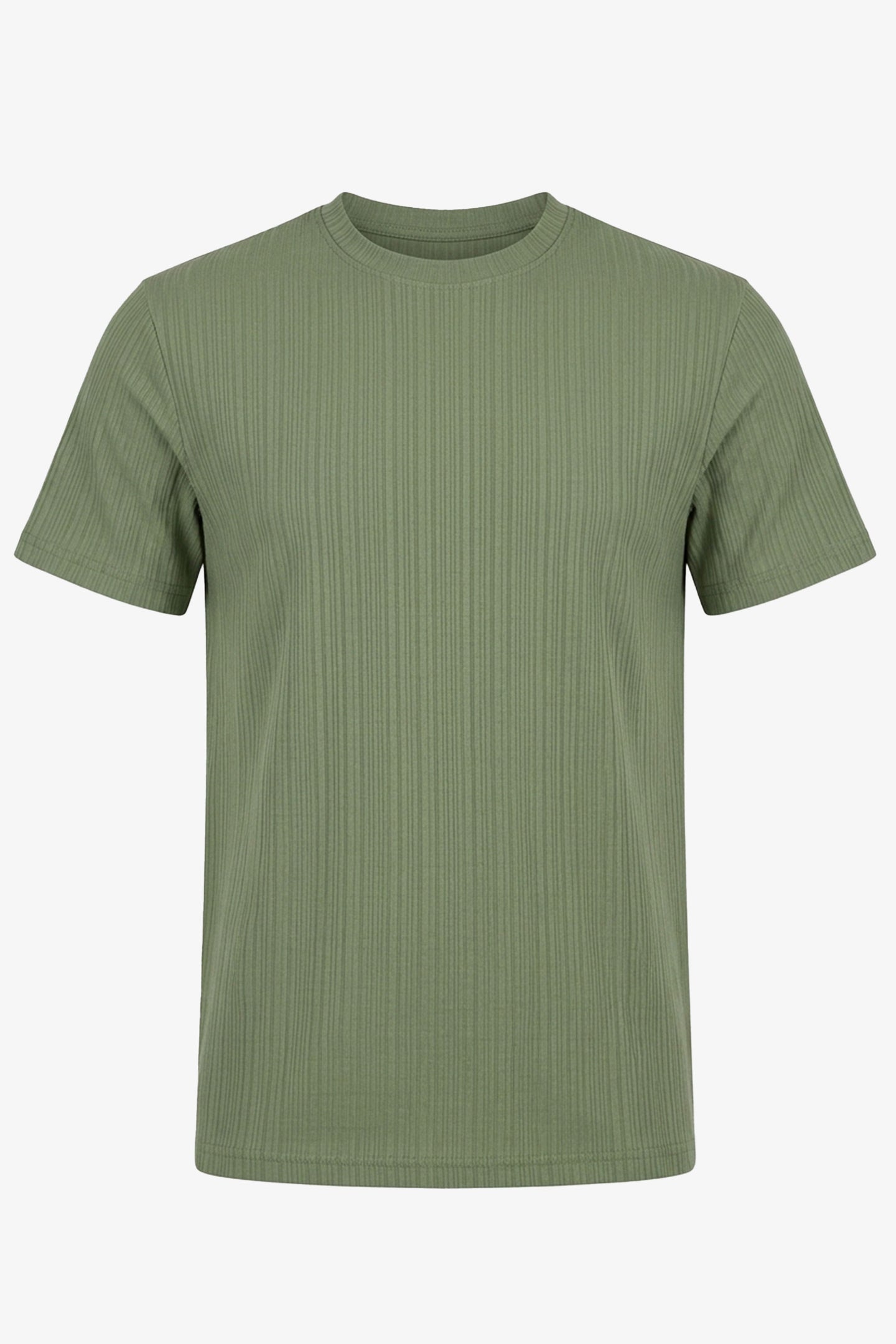 Camiseta clássica canelada verde para homens