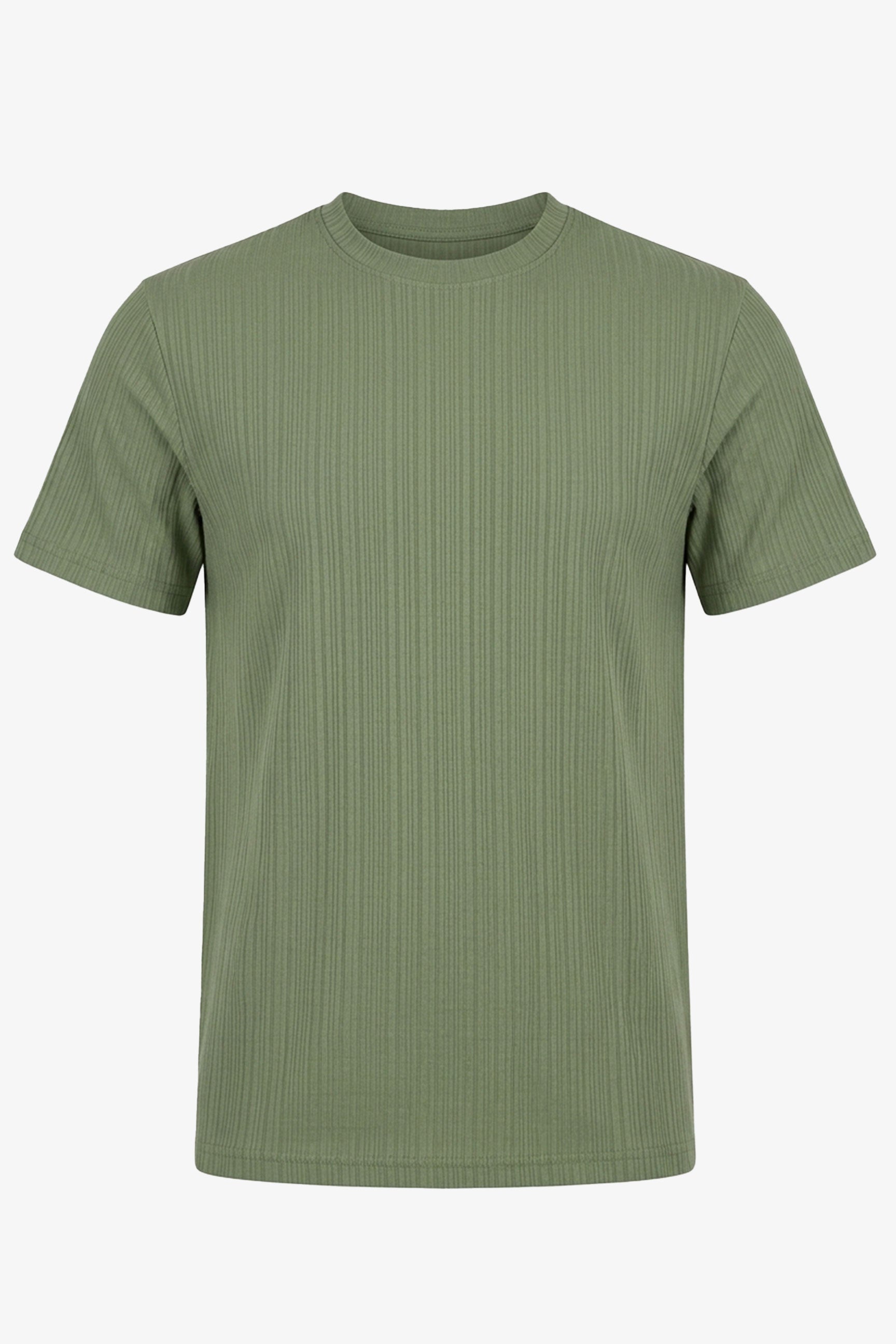 Camiseta clássica canelada verde para homens