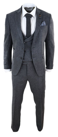 Terno de tweed cinza de 3 peças