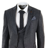Terno de tweed cinza de 3 peças